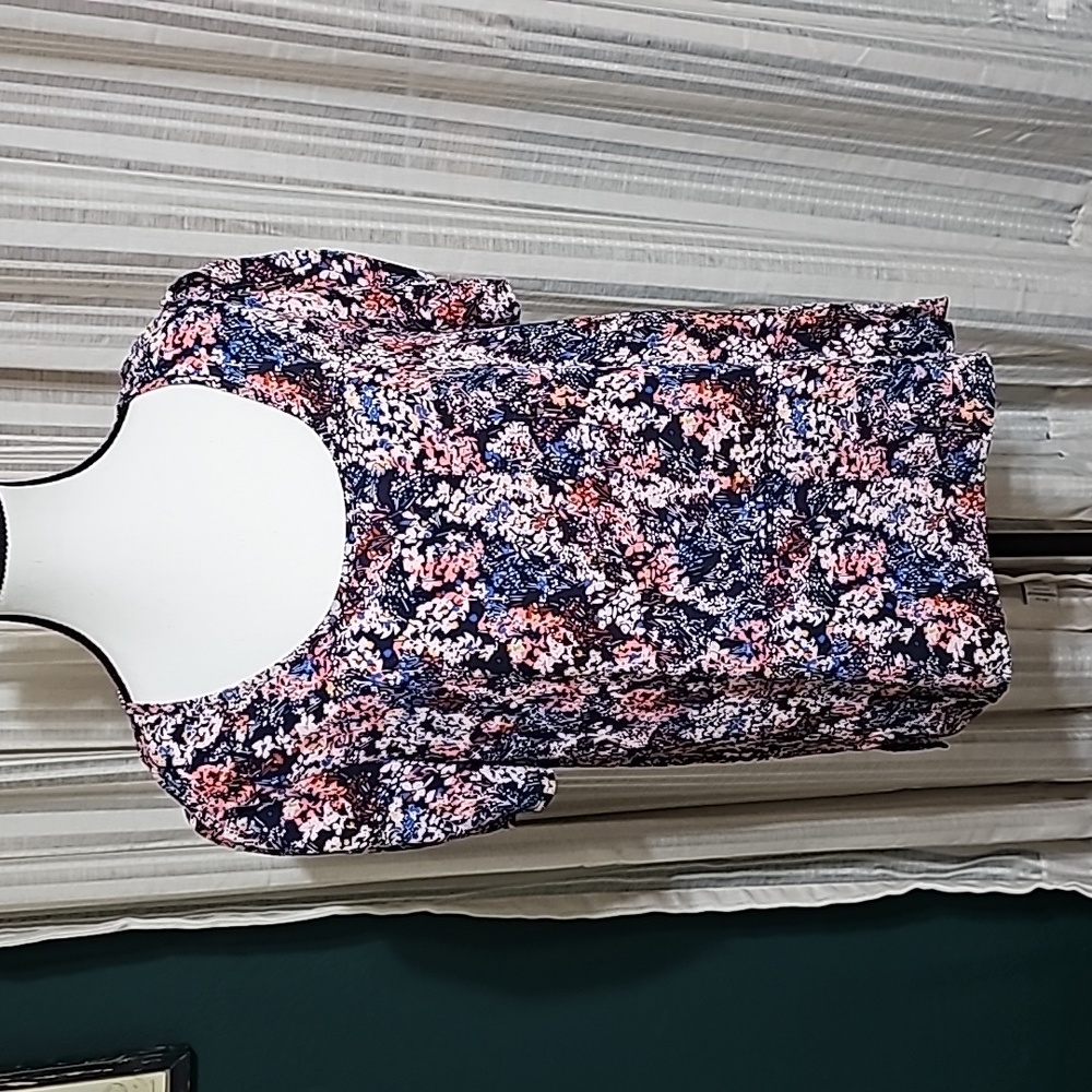 Navy floral blouse